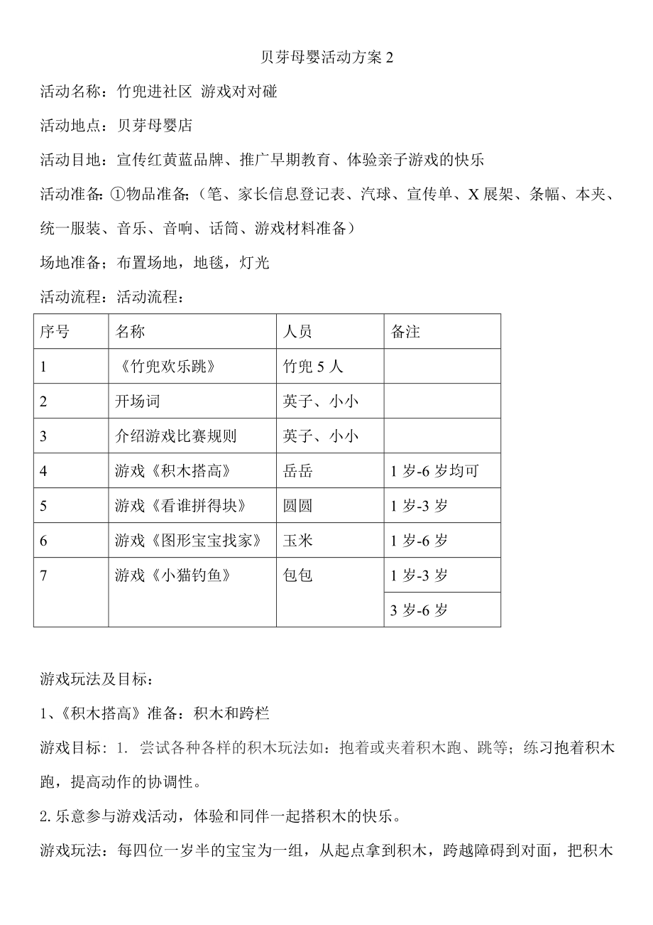 贝芽母婴社区活动方案_第1页