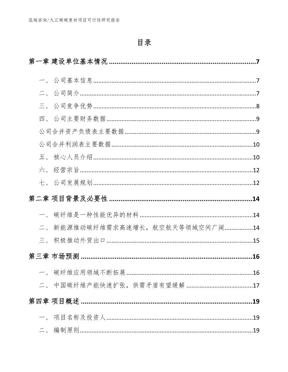 九江碳碳复材项目可行性研究报告【模板】_第1页