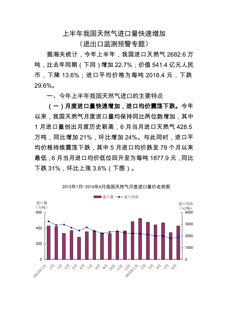 上半年我国天然气进口量快速增加_第1页