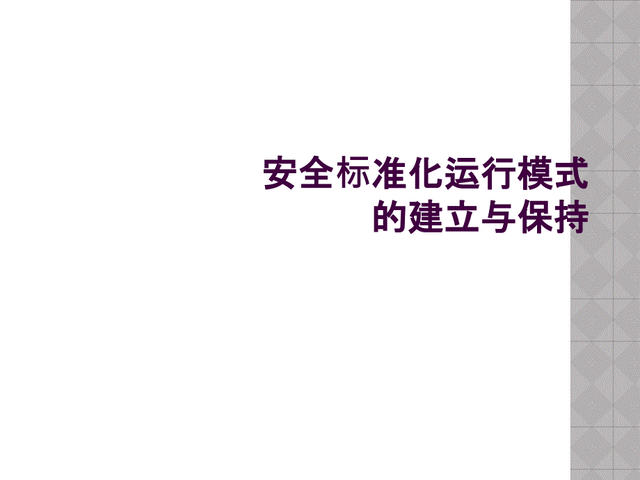 安全标准化运行模式的建立与保持_第1页