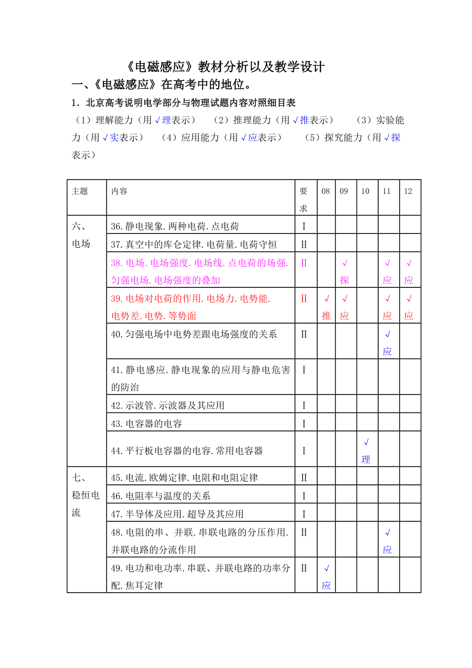 电磁感应教材分析以及教学设计_第1页