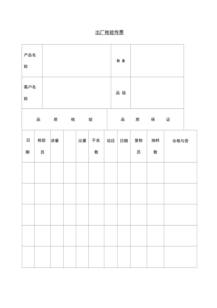 出厂检验传票表格格式_第1页