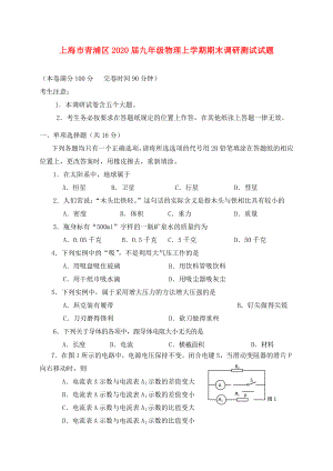 上海市青浦区九年级物理上学期期末调研测试试题沪科版