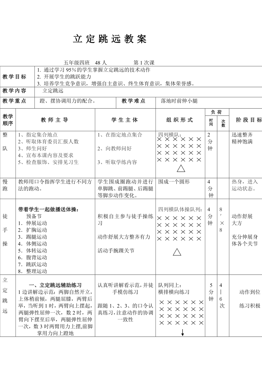 【小学 二年级其他课程】立定跳远教案、反思 共（3页）_第1页