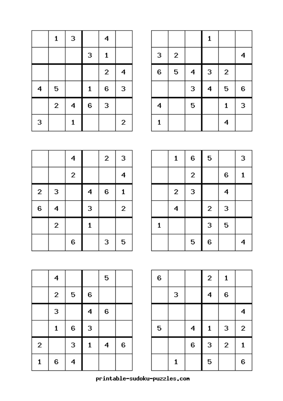 六宫格数独练习题可直接打印每页6题共26页共26页_第1页
