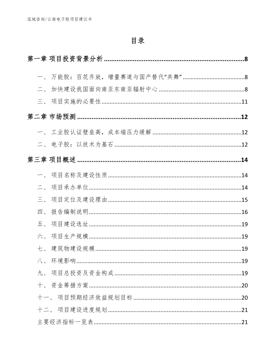 云南电子胶项目建议书_模板范文_第1页