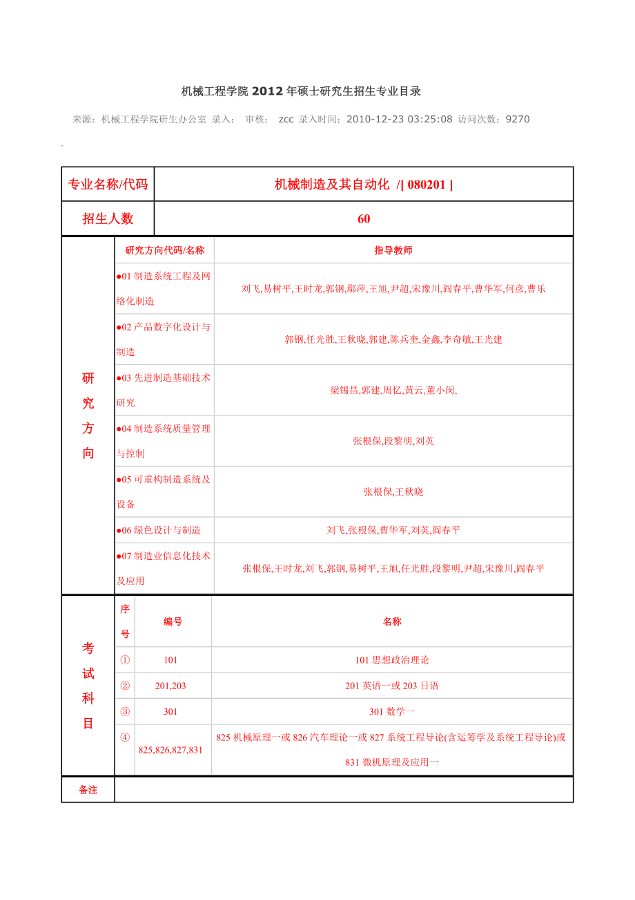 重庆大学2012硕士招生目录_第1页