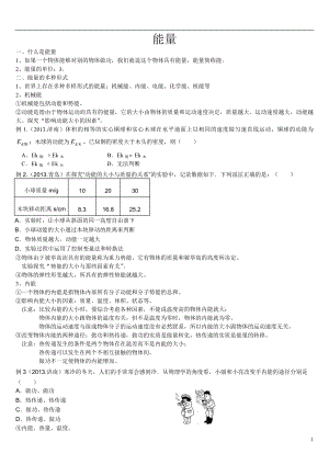 中考專題-能量 知識點及練習