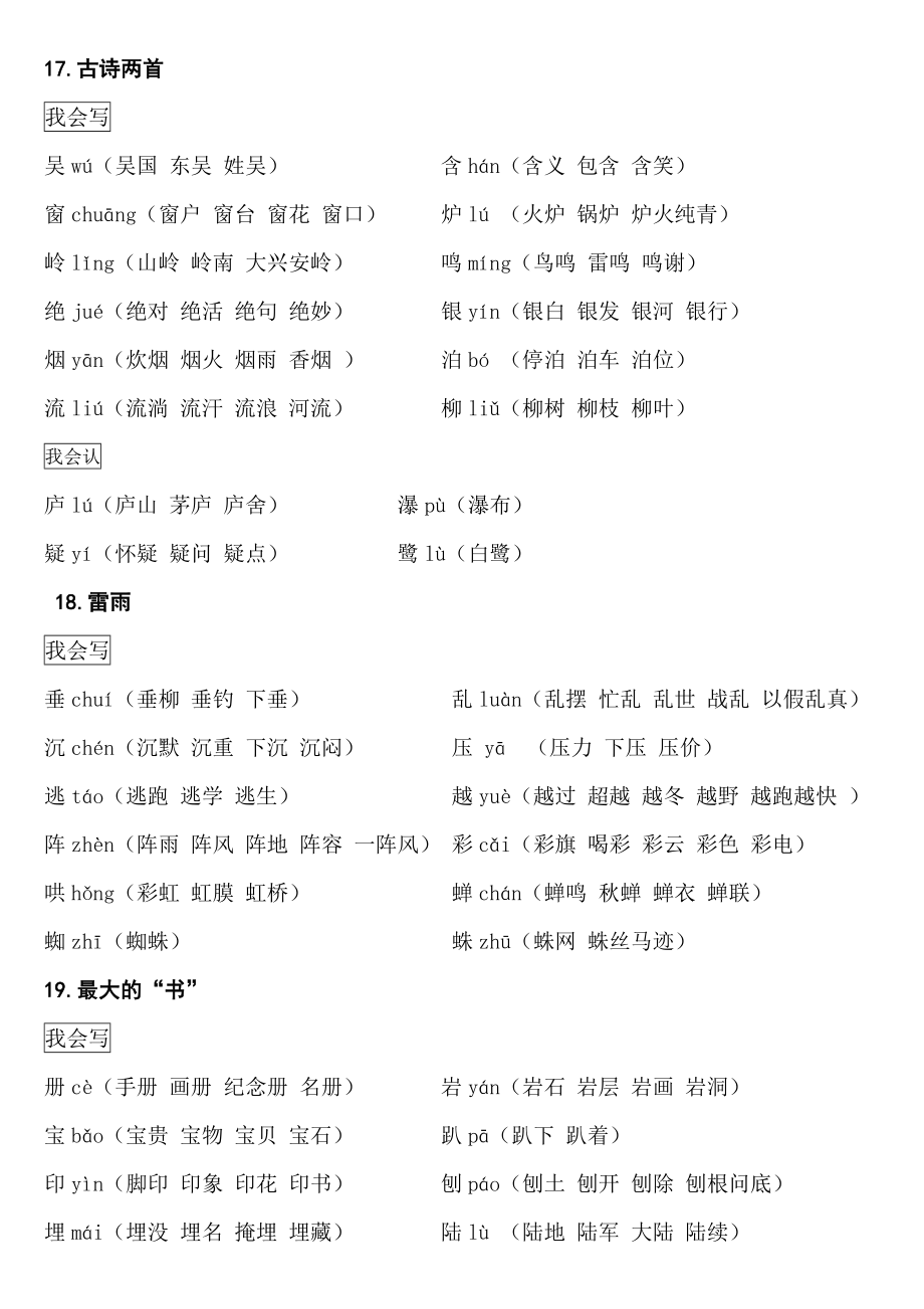 二年级下册第5、6、7、8单元生字表组词_第1页