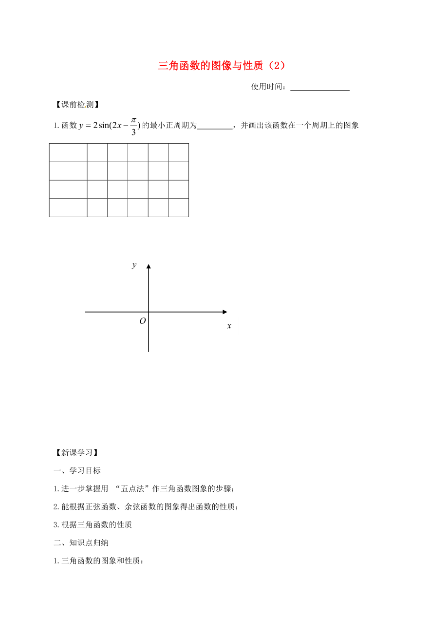 江苏省淮安市高中数学第一章三角函数1.4三角函数的图像与性质2学案无答案苏教版必修4269通用_第1页