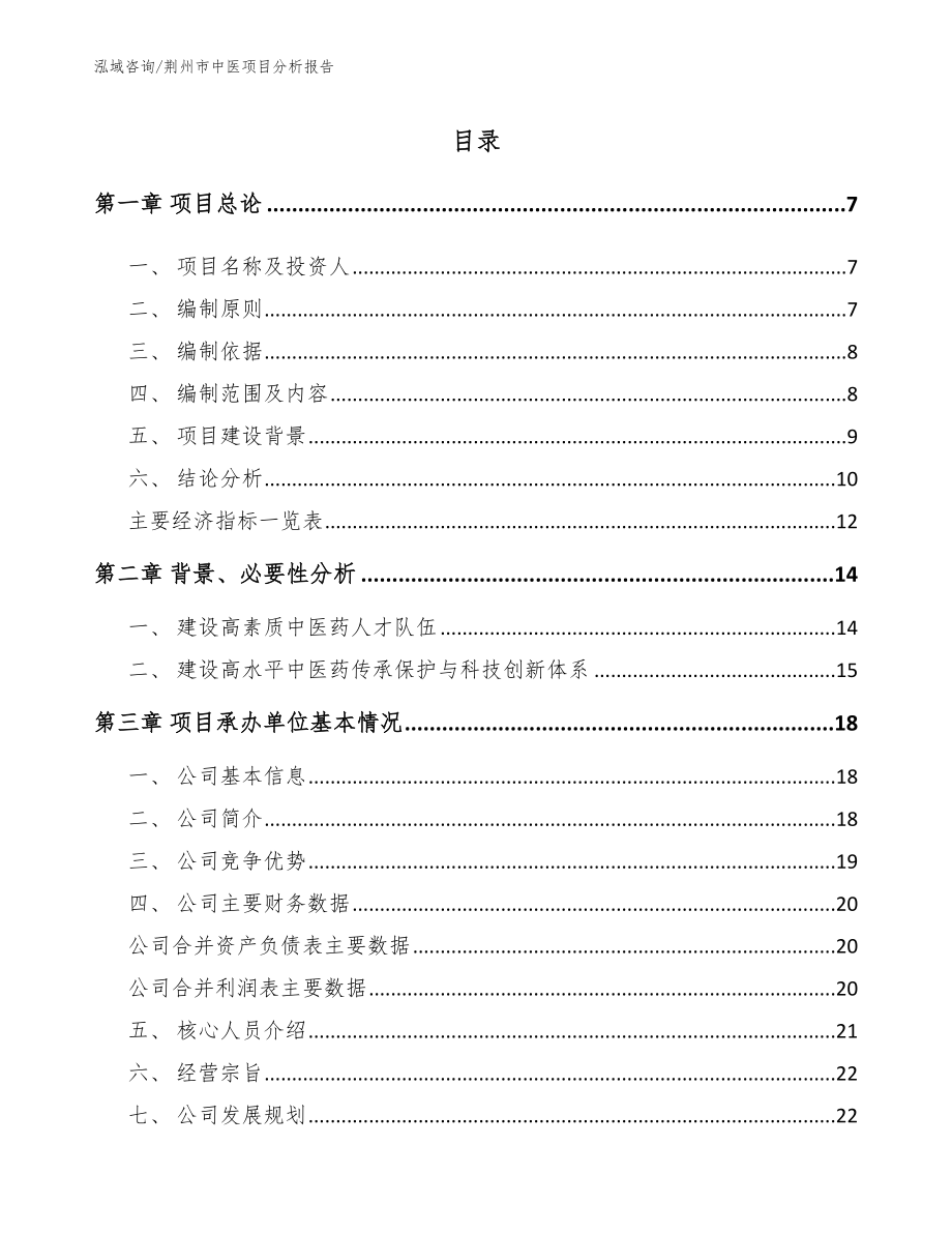 荆州市中医项目分析报告_第1页