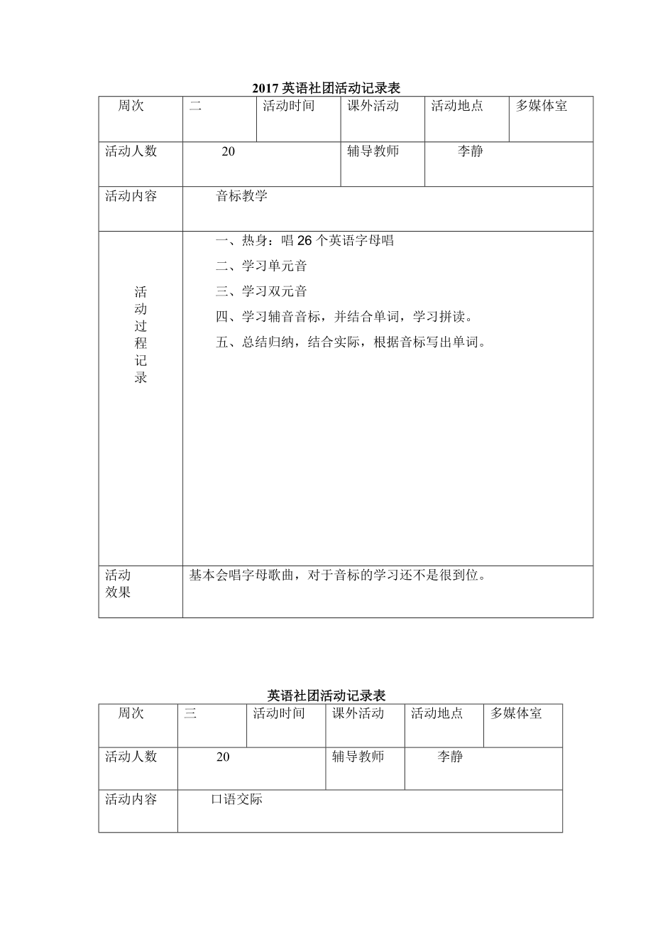 的英语社团活动记录_第1页