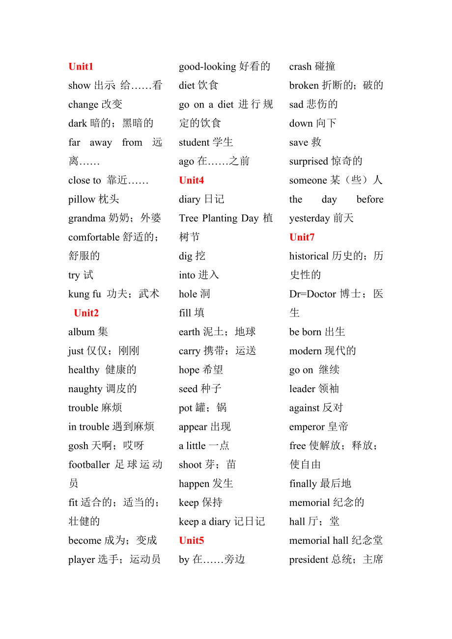 广州版六年级英语下册单词_第1页