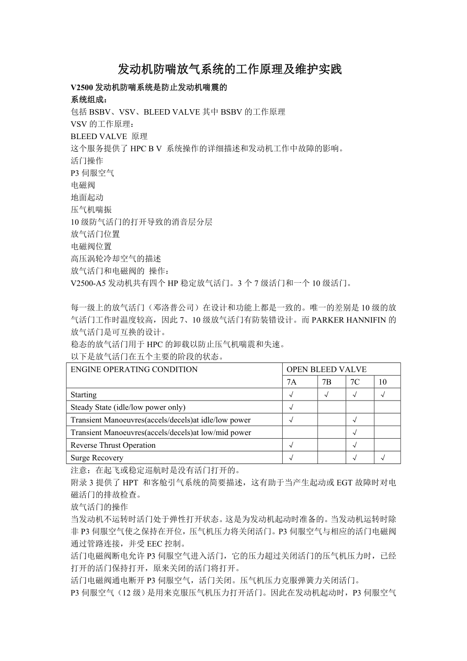 发动机防喘放气系统的工作原理及维护实_第1页