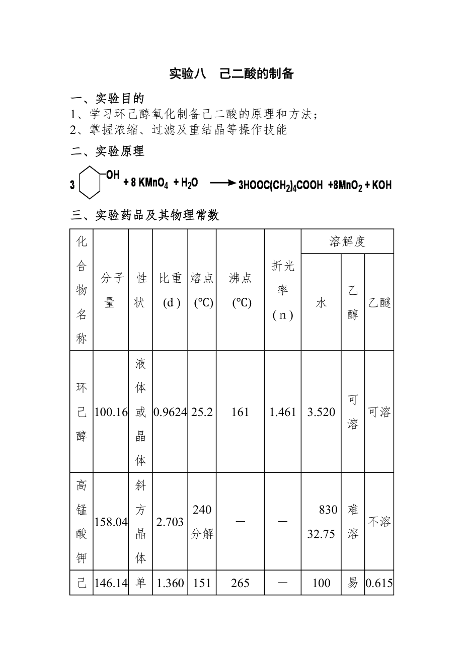 己二酸实验报告装置图图片