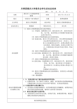 共青团重庆大学委员会学生活动总结表