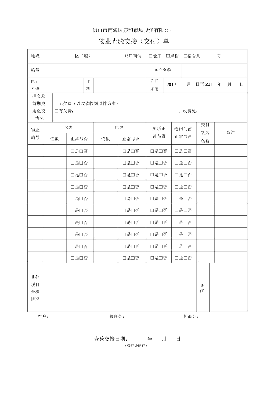 出租物业交付收回管理流程附件(康和)_第1页