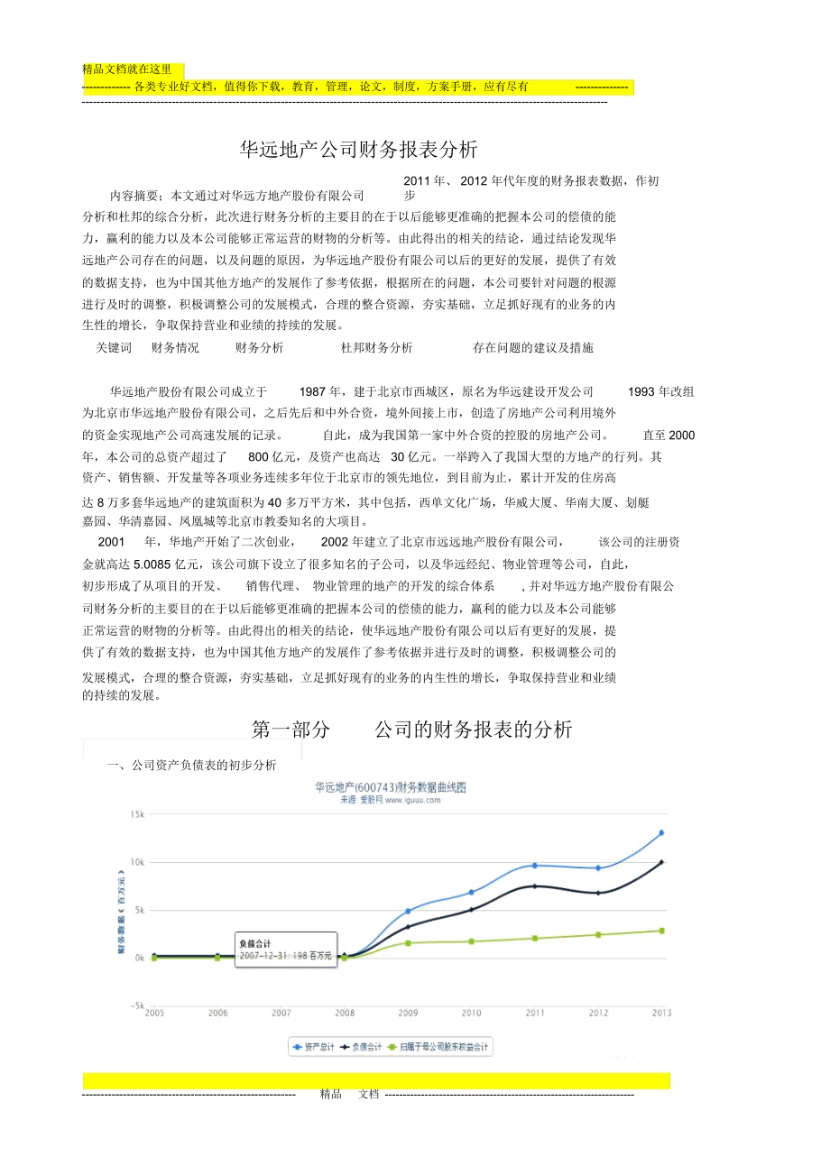 华远地产公司财务报表分析_第1页