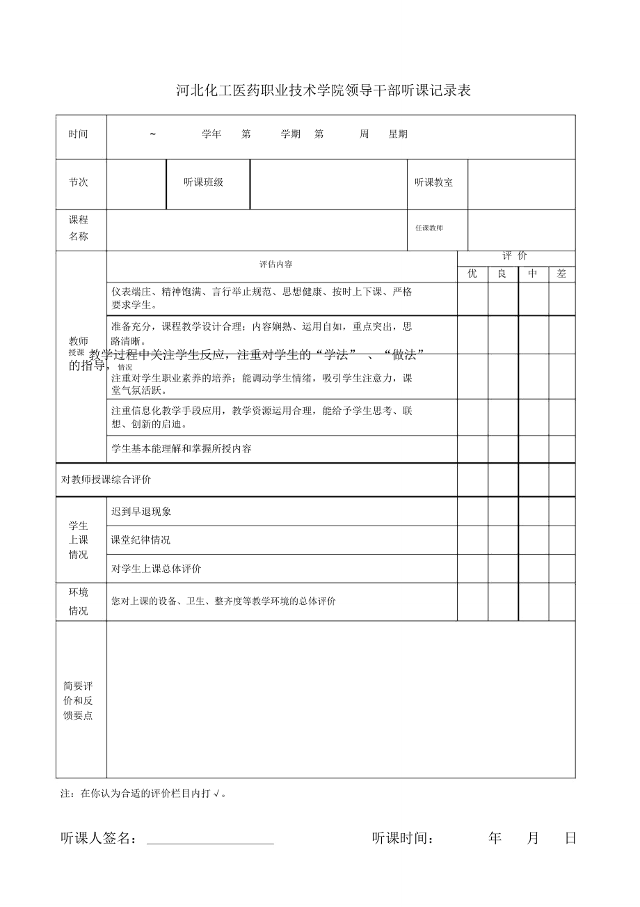 南京工业大学教学督导员课堂教学检查纪录表_第1页