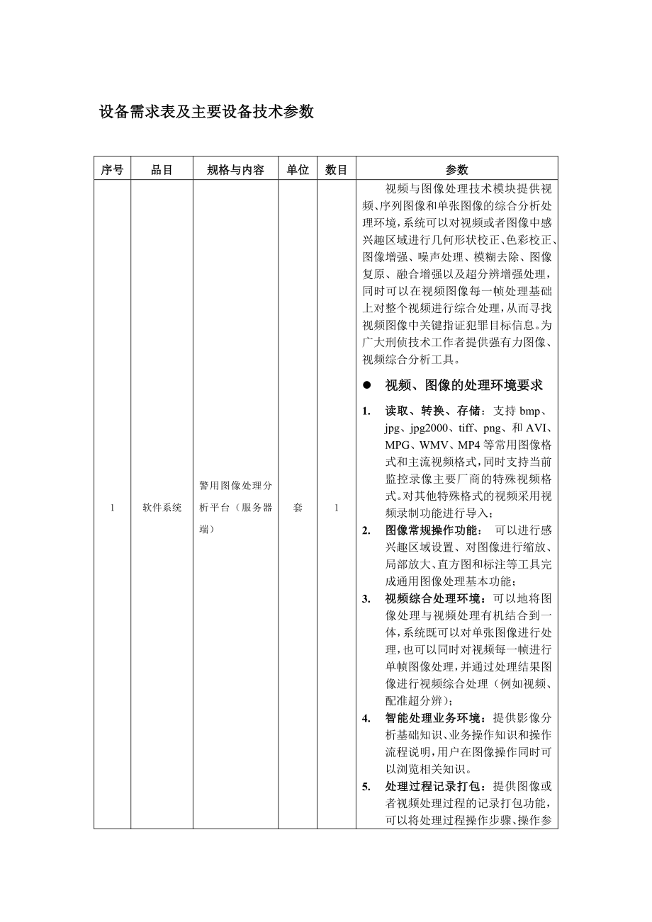 设备需求表及主要设备技术参数_第1页