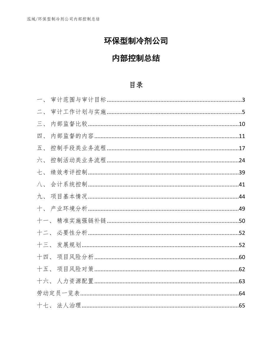 环保型制冷剂公司内部控制总结_参考_第1页