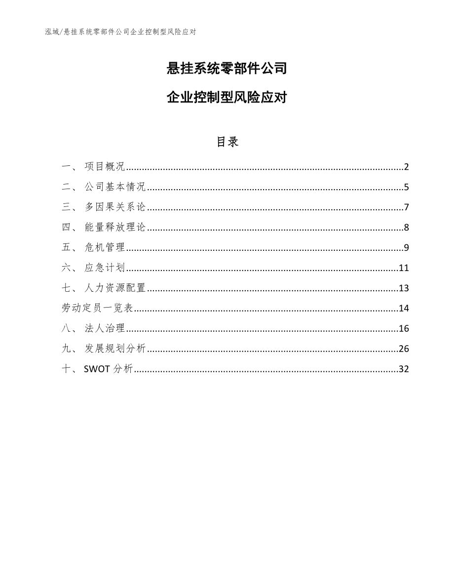 悬挂系统零部件公司企业控制型风险应对_第1页