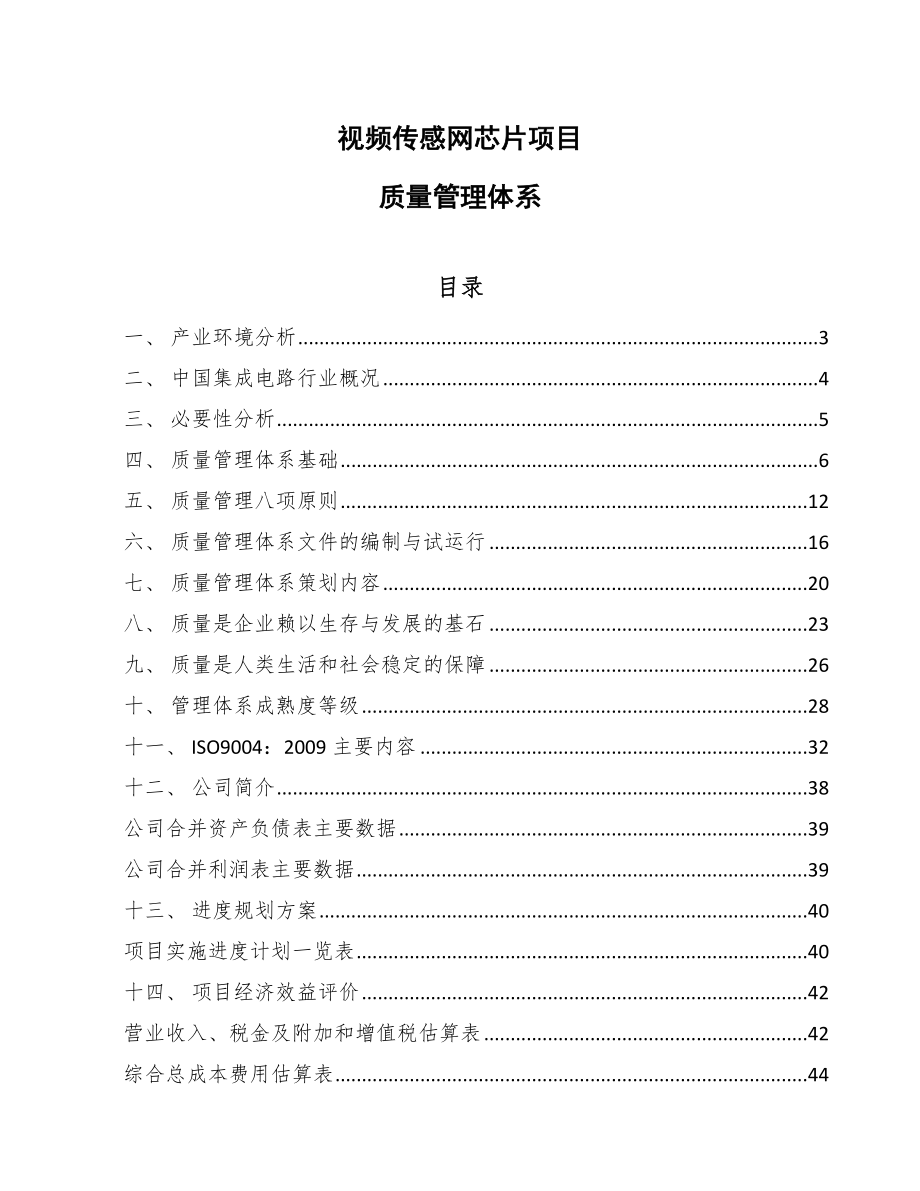 视频传感网芯片项目质量管理体系（范文）_第1页