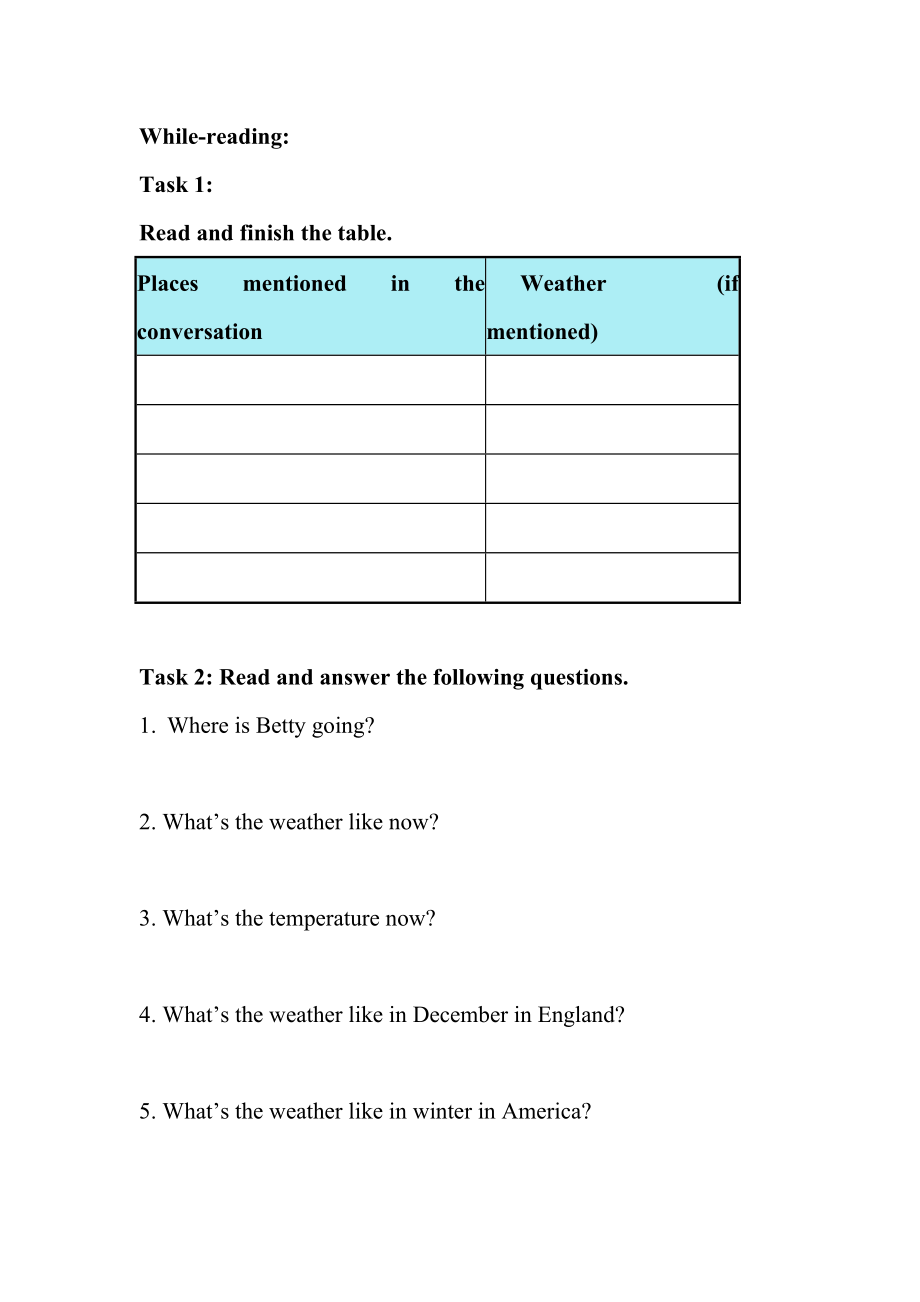 外研版八年级上册Module 10 The weather Unit 1 It might snow.学案 （无答案）_第1页