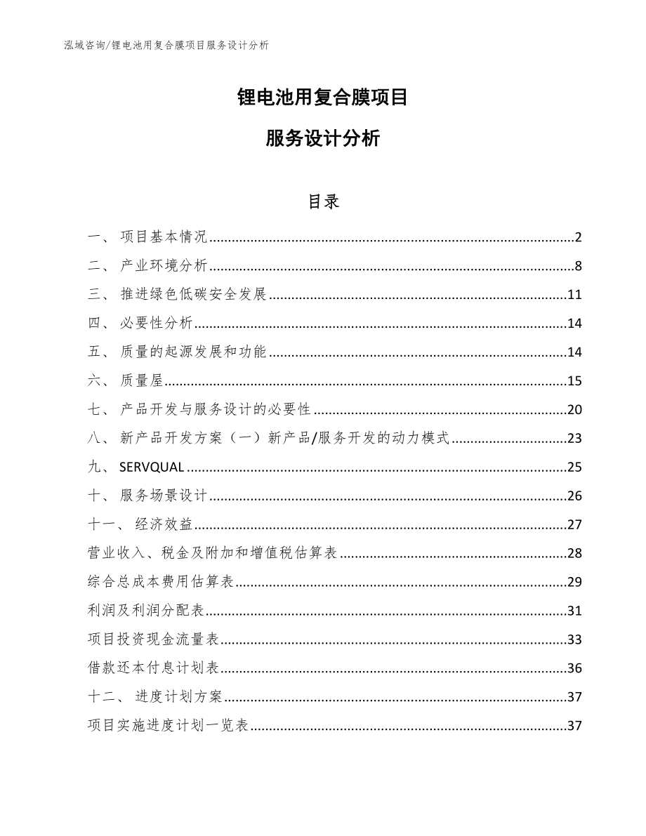 锂电池用复合膜项目服务设计分析_参考_第1页