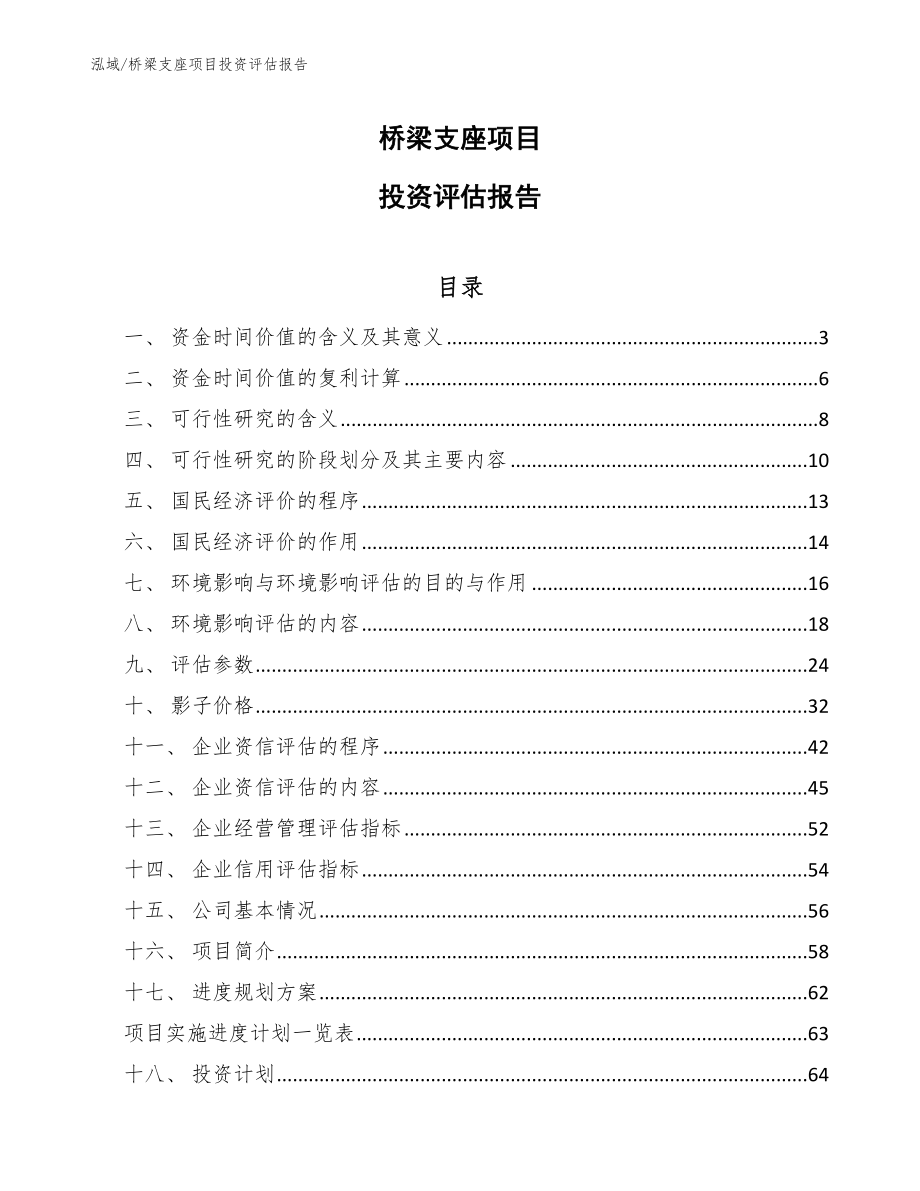 桥梁支座项目投资评估报告_第1页