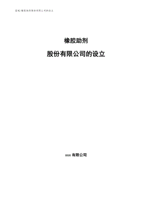 橡胶助剂股份有限公司的设立