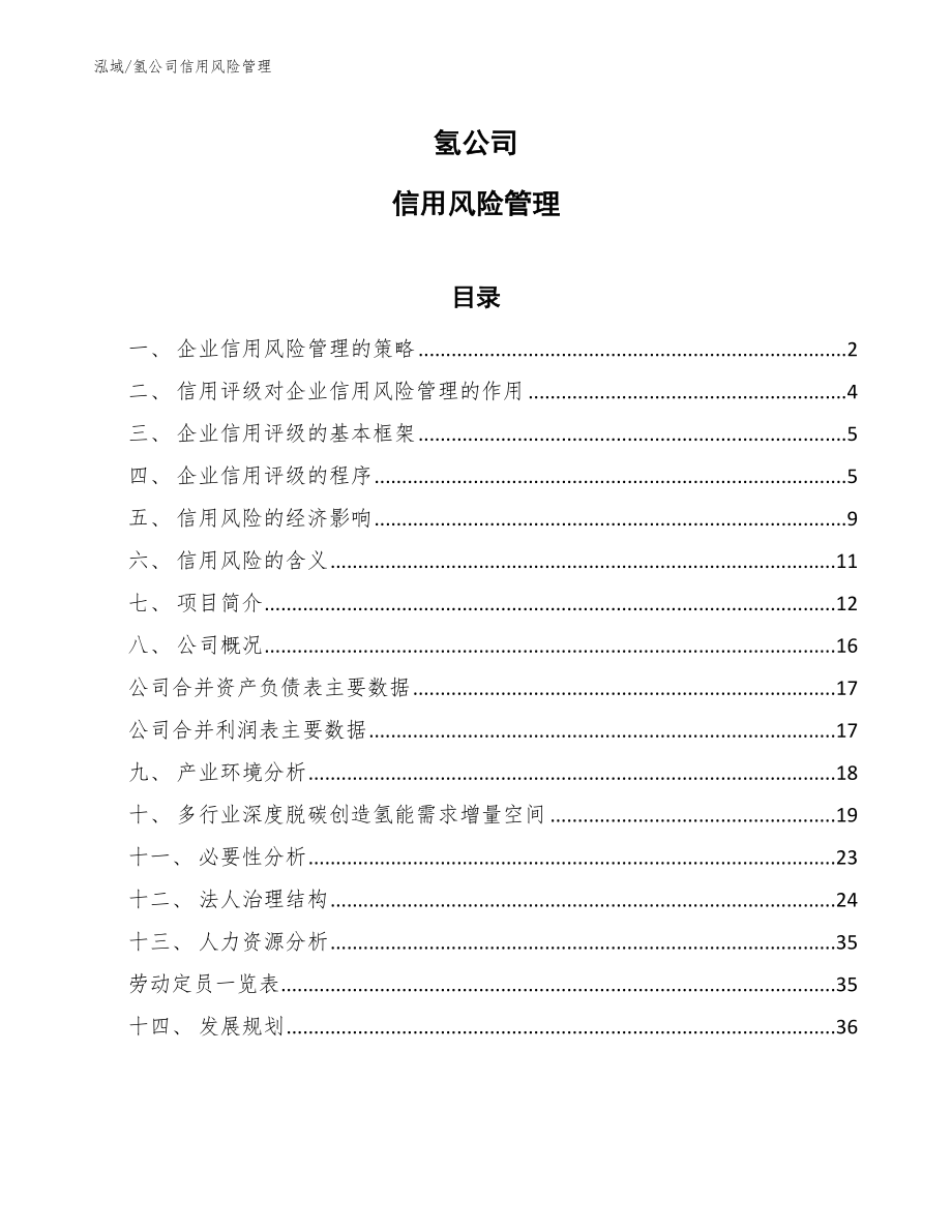 氢公司信用风险管理【范文】_第1页