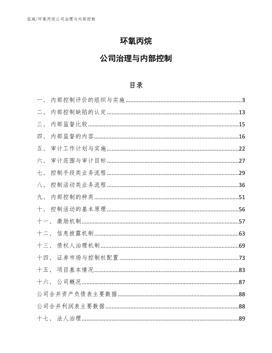 环氧丙烷公司治理与内部控制_参考_第1页