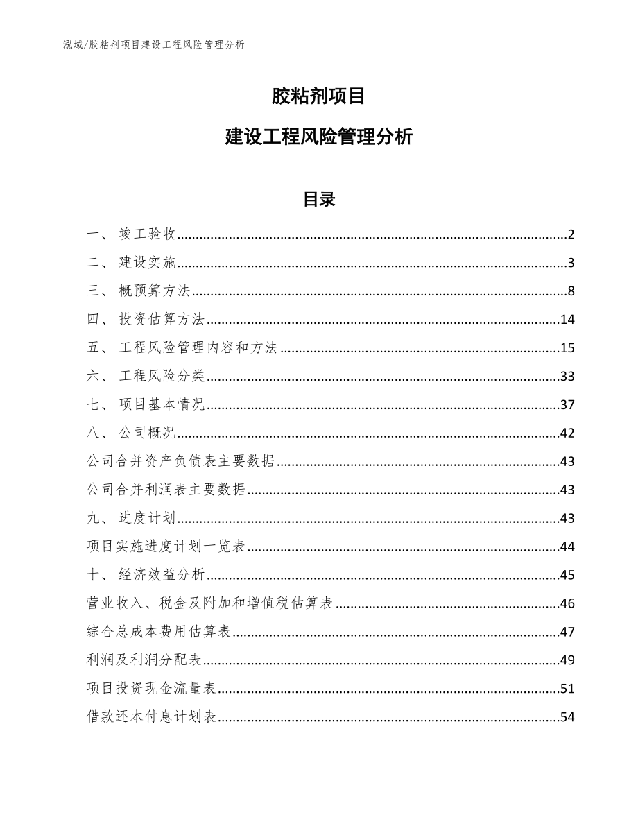 胶粘剂项目建设工程风险管理分析_第1页