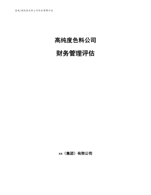 高纯度色料公司财务管理评估（参考）