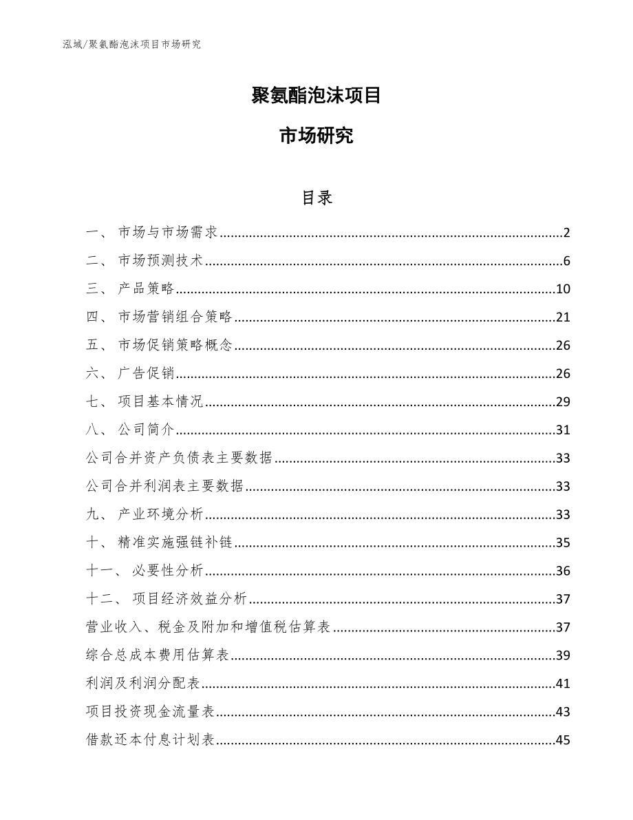 聚氨酯泡沫项目市场研究【范文】_第1页