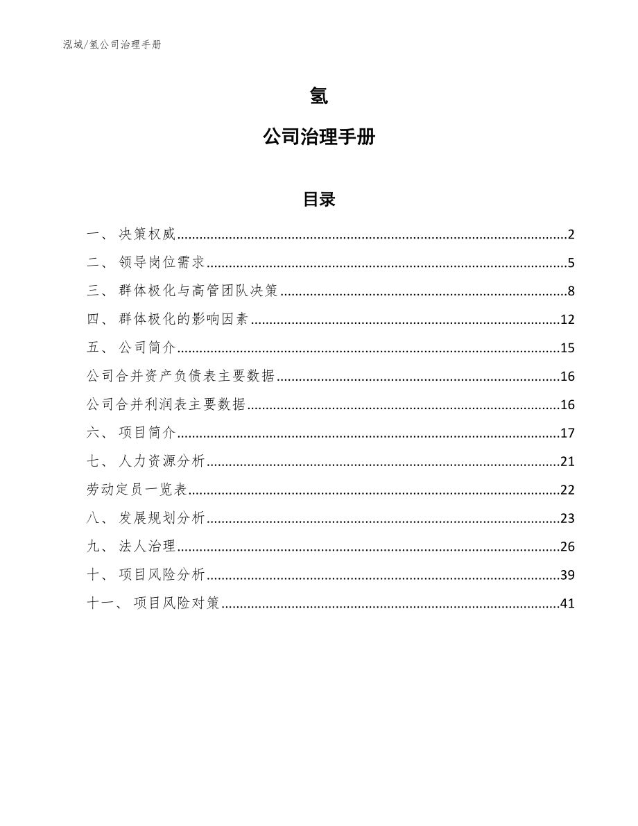 氢公司治理手册_范文_第1页