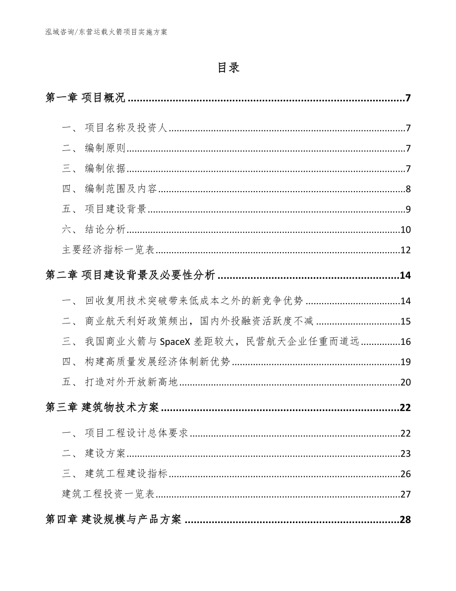 东营运载火箭项目实施方案_模板范本_第1页