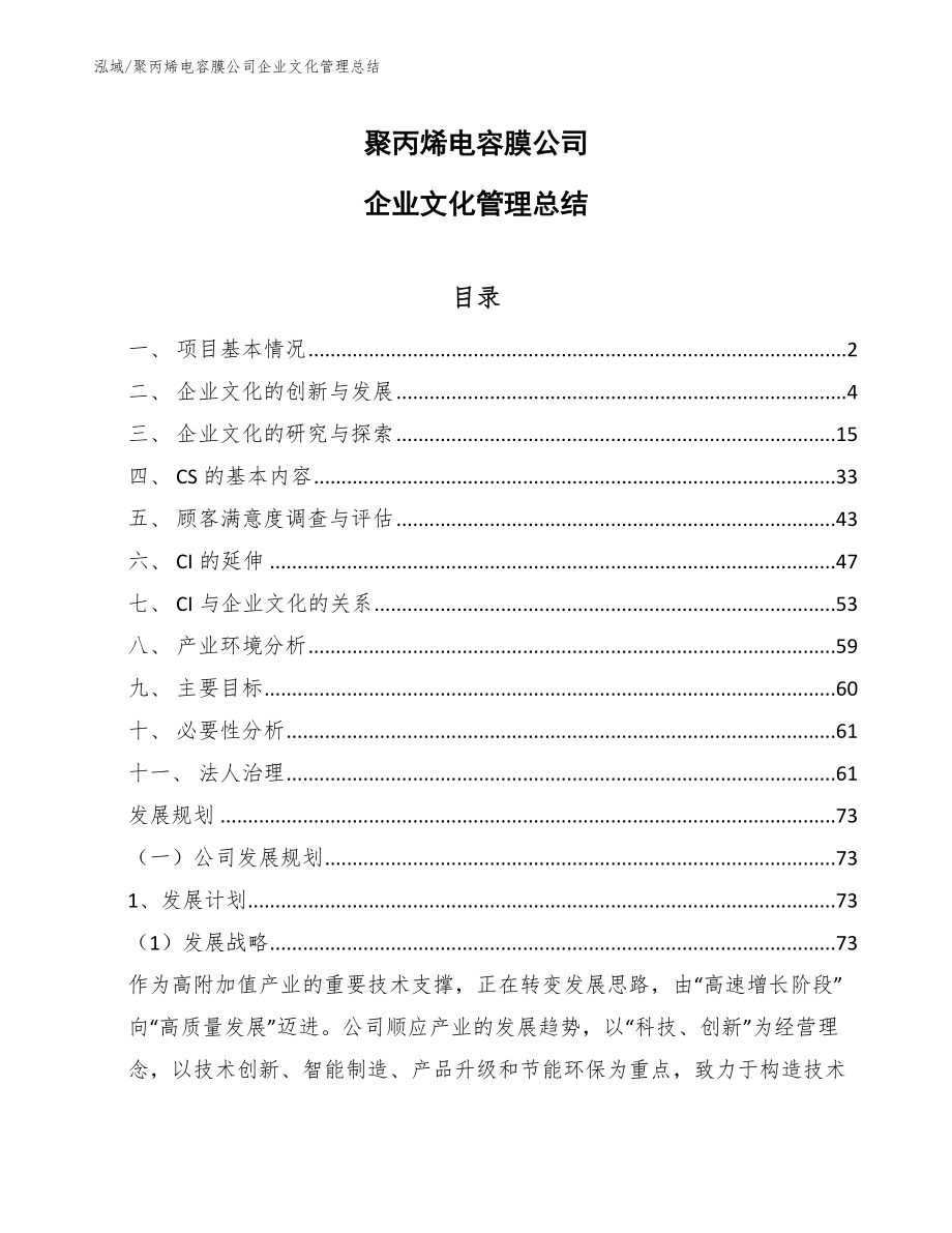 聚丙烯电容膜公司企业文化管理总结（参考）_第1页