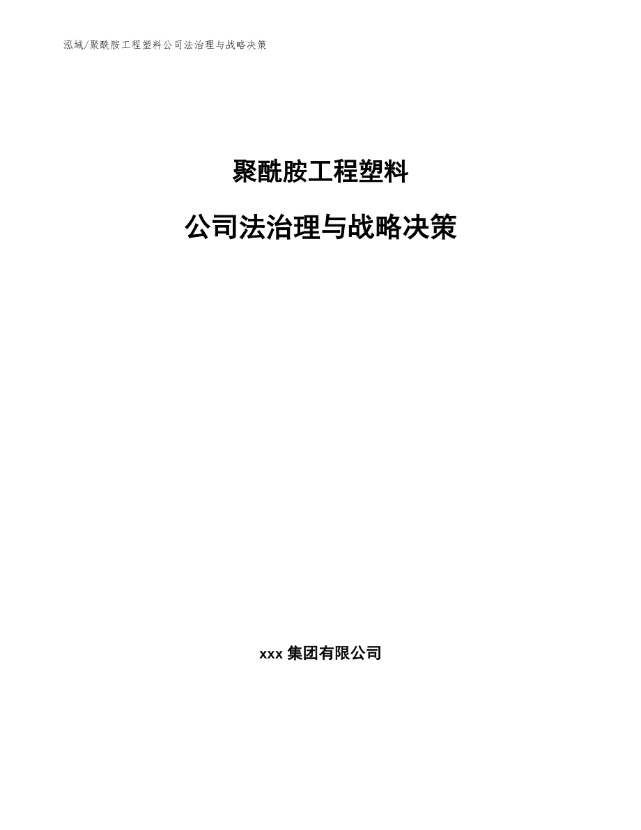 聚酰胺工程塑料公司法治理与战略决策_范文_第1页