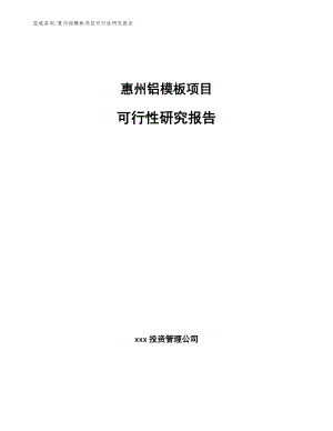 惠州铝模板项目可行性研究报告_参考范文