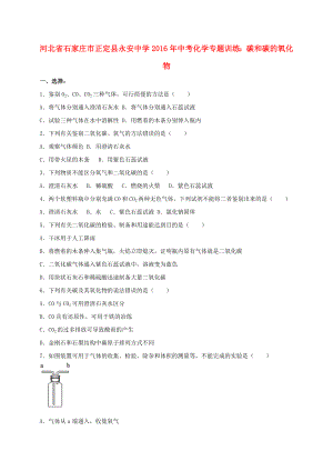 河北省石家莊市正定縣2016年中考化學專題訓練 碳和碳的氧化物（含解析）