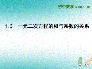 江苏省扬州市高邮市车逻镇九年级数学上册 第1章 一元二次方程 1.3 一元二次方程的根与系数的关系课件 （新版）苏科版