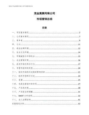 茂金属聚丙烯公司市场营销总结【范文】