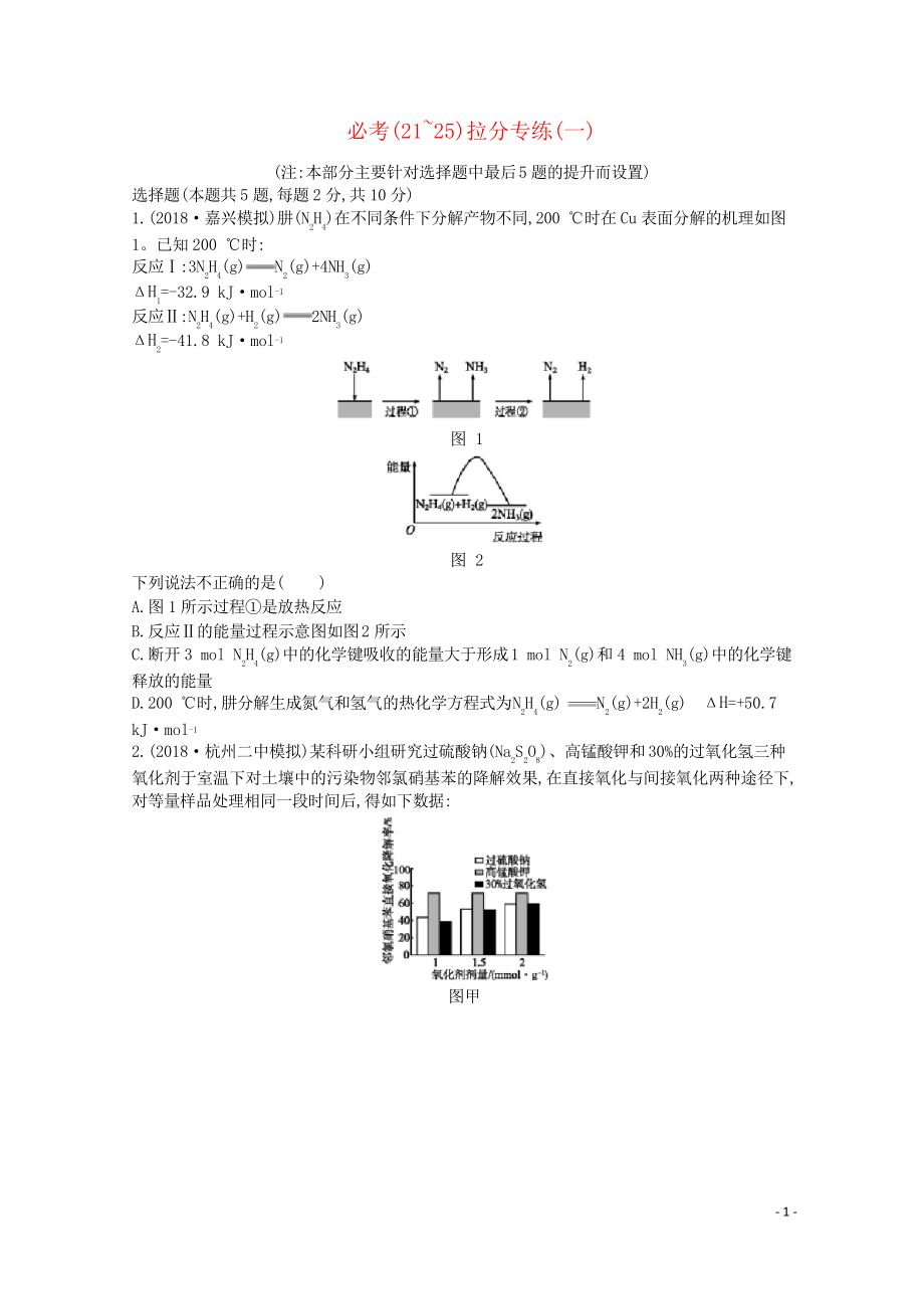 (浙江專用)2020年高考化學大二輪復習 必考(21)拉分專練_第1頁