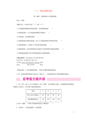 2019九年級化學下冊 第七章 溶液 7.2 第1課時 飽和溶液與不飽和溶液同步練習