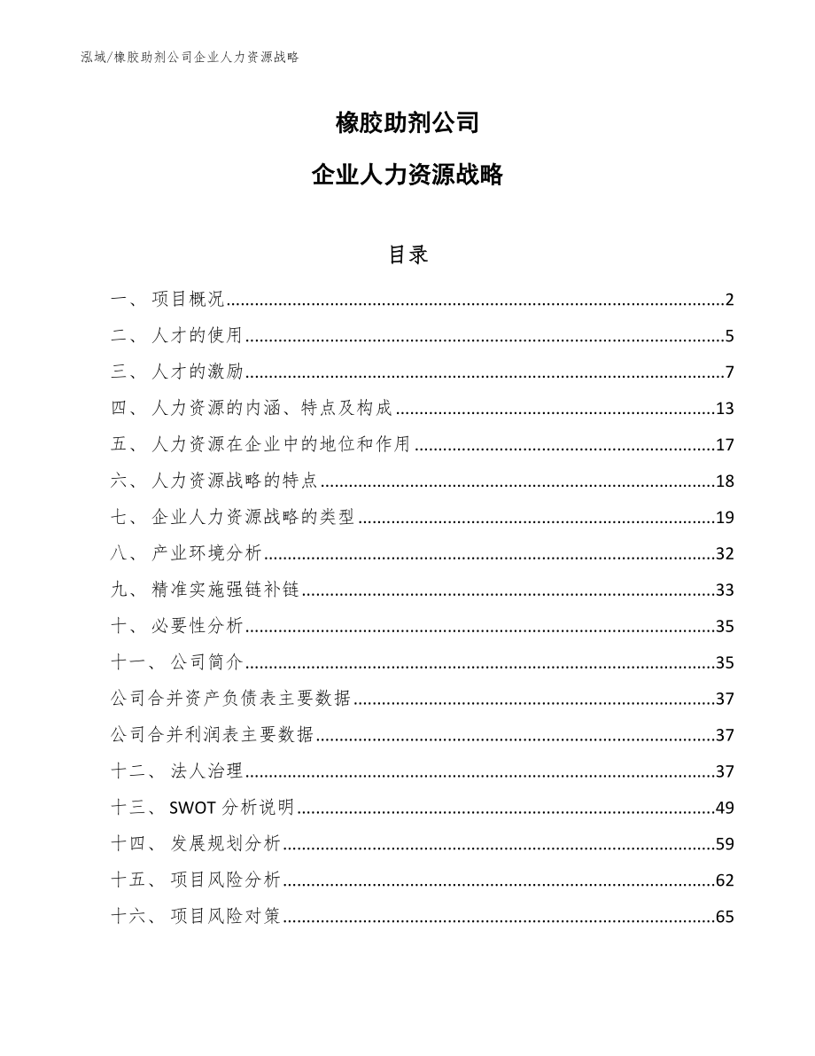 橡胶助剂公司企业人力资源战略_第1页