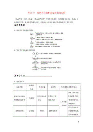 2019高考生物二輪復(fù)習(xí) 專題十二 教材基礎(chǔ)實驗 考點33 觀察類實驗和鑒定提取類實驗學(xué)案(考試必用)