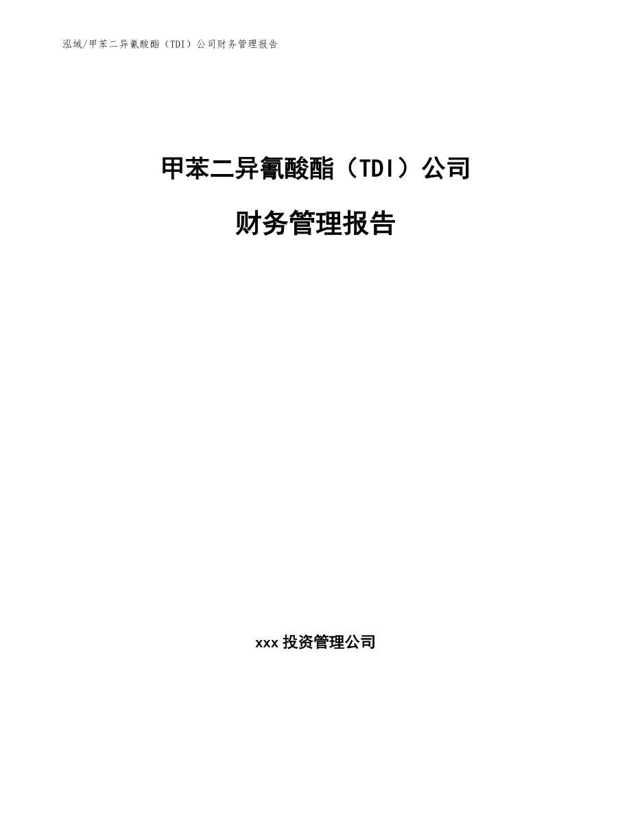 甲苯二异氰酸酯（TDI）公司财务管理报告_第1页