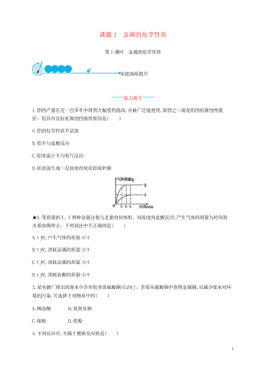 2019九年級化學(xué)下冊 第八單元 8.2 金屬的化學(xué)性質(zhì) 第1課時 金屬的化學(xué)性質(zhì)練習(xí)習(xí)題